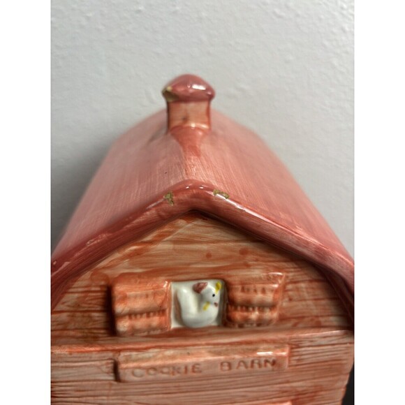 Red Country Cookie Barn Ceramic Cookie Jar with‎ Farm Animals Cow Pig Chicken - Picture 5 of 15